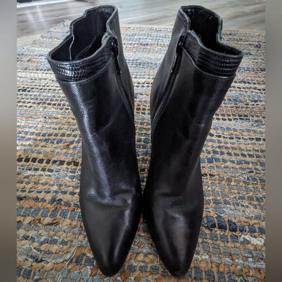 Coach Ankle Booties 8.5B Dean Zip Up Stiletto High Heels Black Leather Dat - Picture 2 of 8